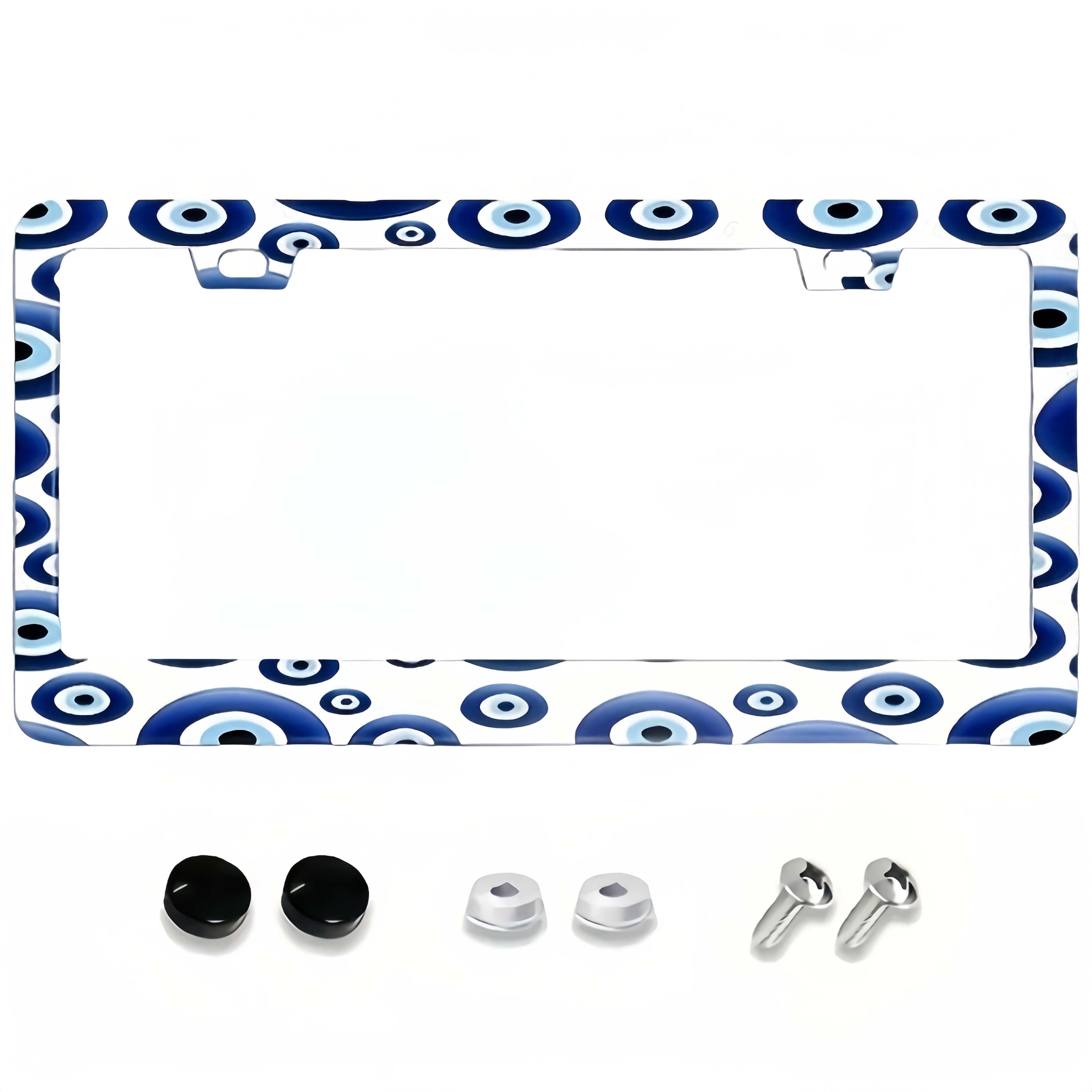 TEMU 1pc Blue And Design Aluminum License Plate Holder - Fit For Standard Us Vehicles, Includes 2 Holes And Screws, Accessory