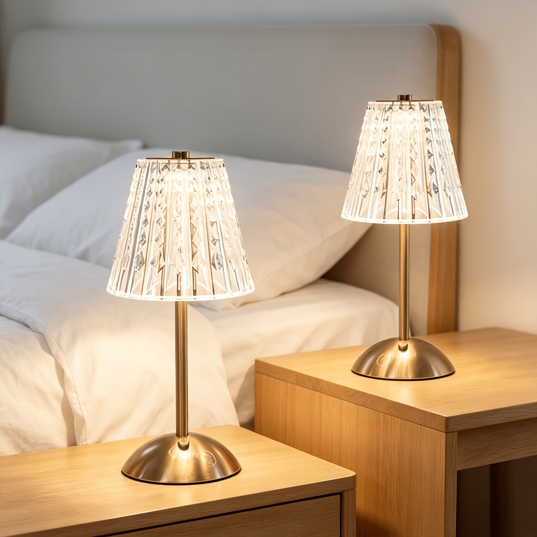 2pcs Modern Portable Wireless Crystal Table Lamps