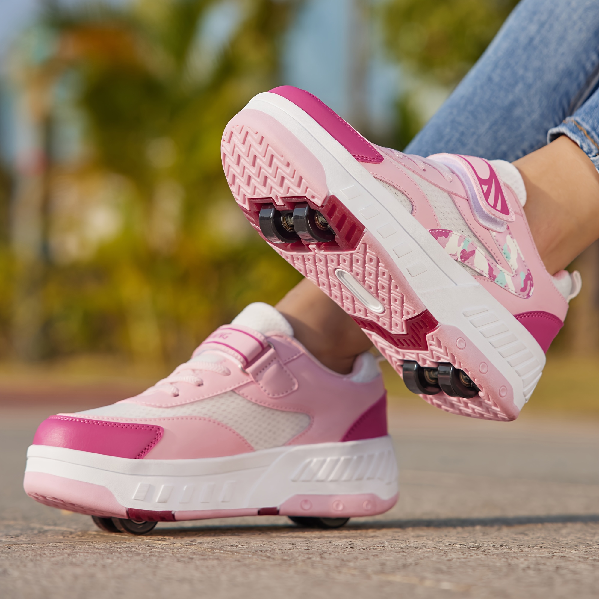 girls pink skates removable wheels breathable Temu Italy