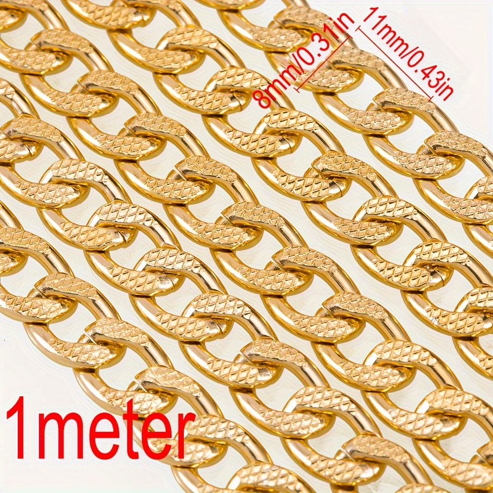 2d Flat - 1 Meter 8×11mm Alloy Embossed Flat Chain For Bracelet Necklace Jewelry Making