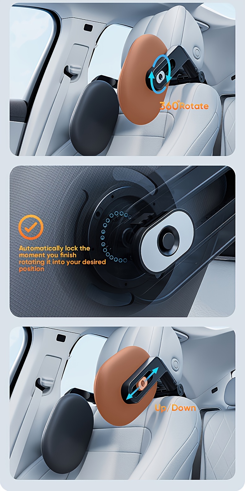 1 U-Shaped 45D Car Neck Pillow - Ergonomic Design with Three-Point Support, 360° Adjustable Breathable PU Cover, Ideal for Side Sleepers and Daily Commuting, Travel Pillow/neck Pillow, Travel Pillow/neck Pillow Airplane, Neck Cushion, Airplane Travel Accessory, Neck Travel Accessory, Neck Support Pillow