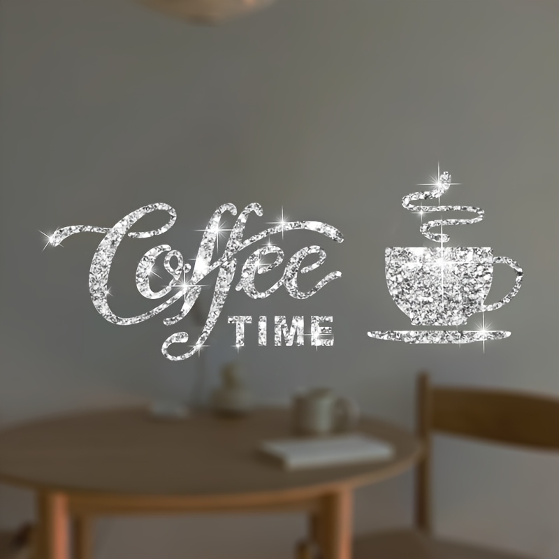Stylish Coffee Cup Wall Decals - Self-adhesive, Easy To Apply Home Decor Stickers, Material. For Decorating Glass Windows, Mirrors, Fridge, Walls