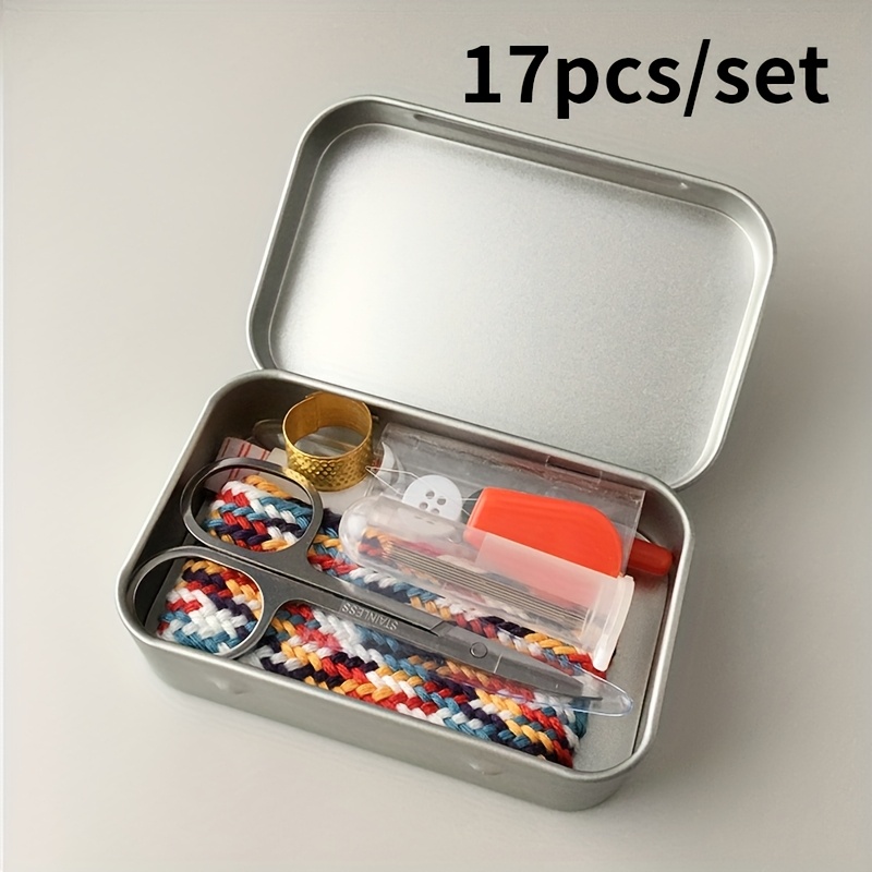 TEMU 17pcs Portable Sewing Kit, Sewing Tools, Suitable For Daily Sewing Repairs, Seam Ripping, Etc. Of Clothes, Including 1 Pair Of Scissors, Colored