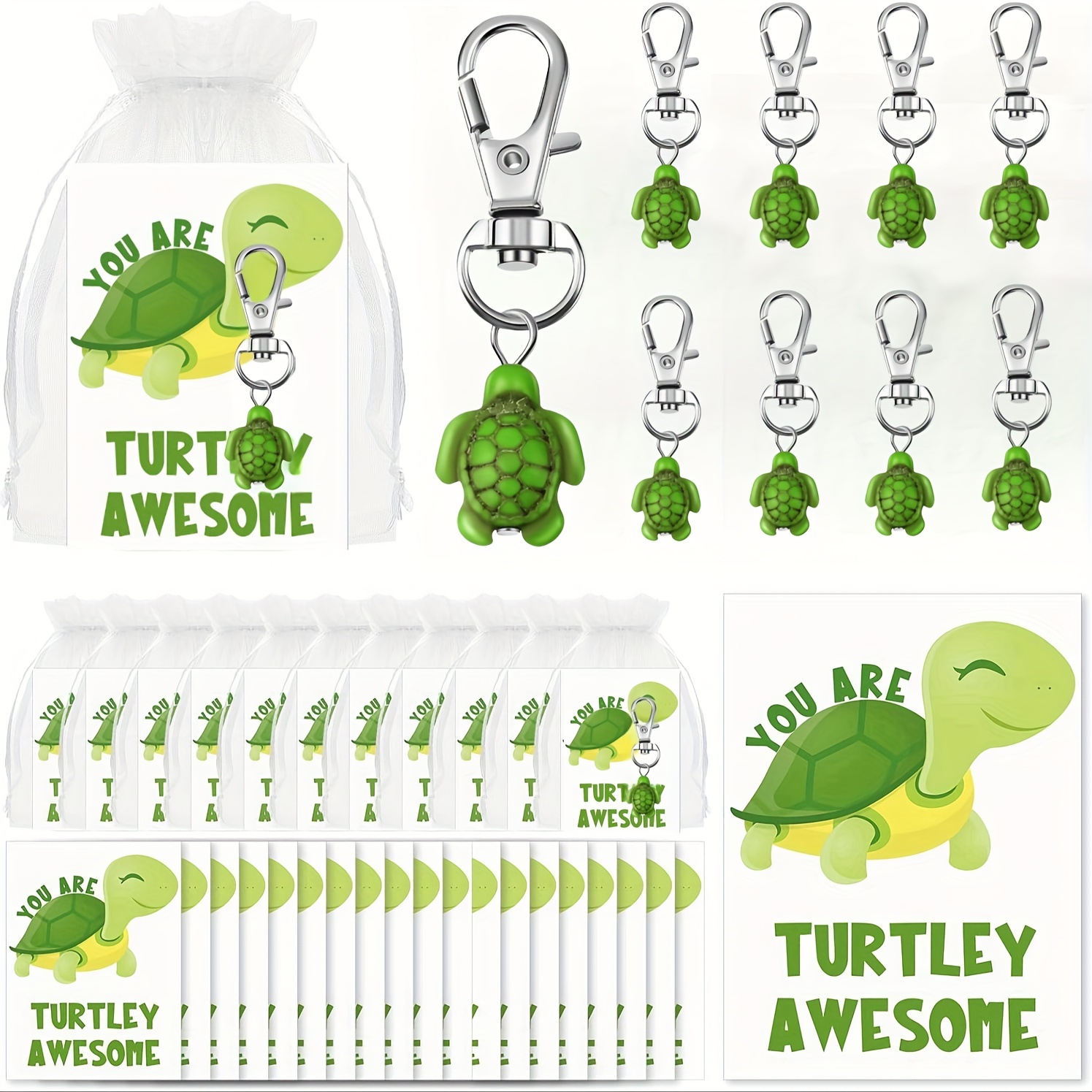 

36pcs Turtle Keychain Set - Inspirational Gifts With Thank You Cards For Employees, Birthday Parties & Dinners, Turtle Decor