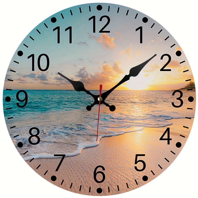 E-shop Wanduhr, dekorative runde handgefertigte Holz-Wanduhr für Wohnzimmer, geräuschlose moderne wandmontierte Uhr für Schlafzimmer, Batterie nicht