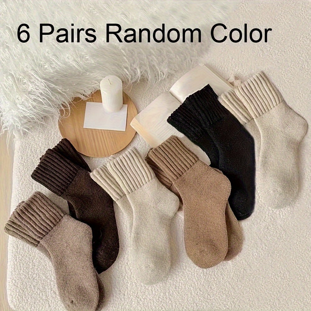 TEMU 6 Pairs Thickened Socks, Comfortable & Soft Mid Socks, Women's Stockings & Hosiery