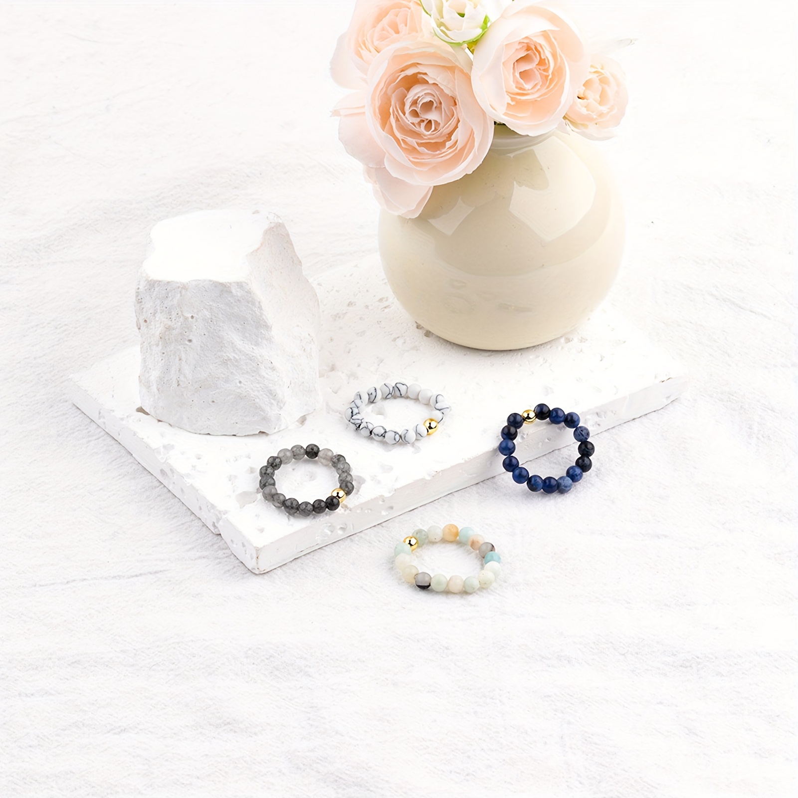 4Mm Lapis Lazuli Expandable Adjustable Luxury Fashion Ring