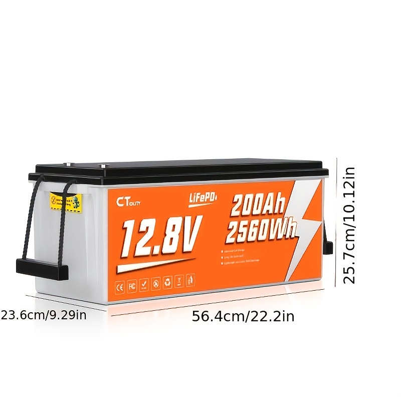 Image of 1pc Lifepo4 Battery, 12v 50ah, 12v/100ah, 12v/200ah, Built-in Bms Protection, Sa+ Grade Cells, 9500+ Cycles, Durable Rigid Abs Housing, Sturdy Convenient Handle, Suitable For Outdoor, Home & Multiple