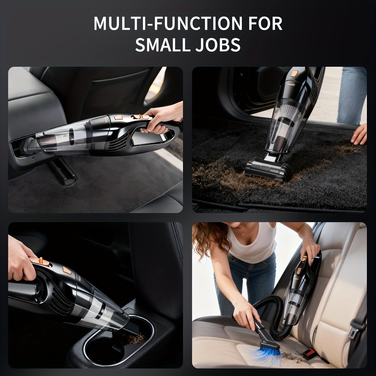 Powerful Handheld Cordless Vacuum Cleaner | Super High Suction Power, Wireless, Large-Capacity Lithium Battery, Rechargeable, Car Vacuum Cleaner, Cleans Cat, Dog, and Pet Hair, Holiday Gift, Suitable for Home, Office, Car Cleaning