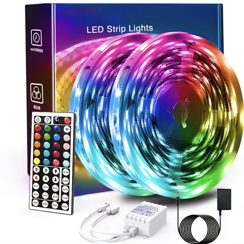 50 strip lights rgb color changing 44 key remote control diy dimmable cuttable for bedroom living room christmas party home decor festival lighting
