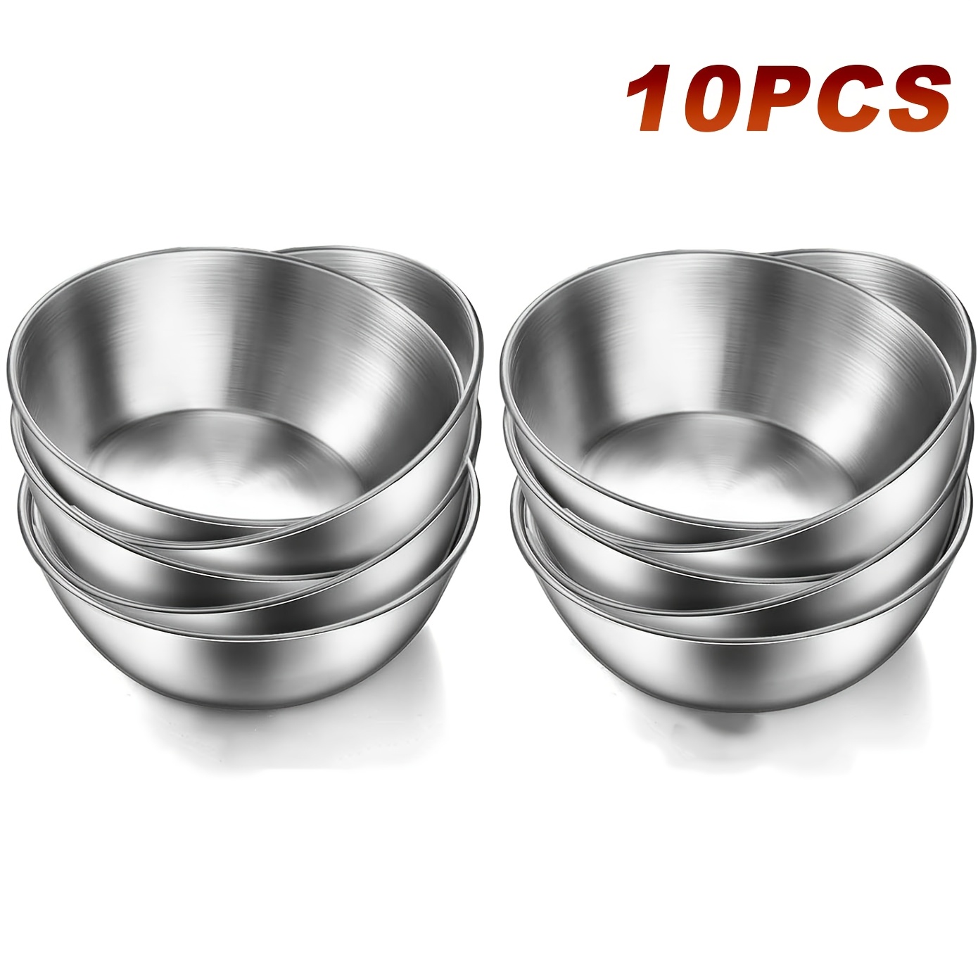 TEMU 10/-pack 3.23-inch (. 8.2cm) Small Stainless Steel Sauce Dishes, Stainless Steel Dipping Bowls, Soy Sauce Bowls, Silvery Round Condiment Sushi