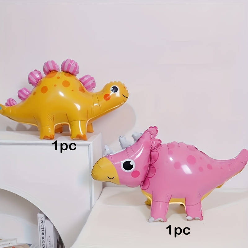 2pcs Adorable Yellow Dinosaur Cartoon Aluminum Foil Balloons With Cute Spots - Perfect For Birthday Parties, New Year Celebrations, Home & School Decorations, Photo Atmosphere Background Landscape