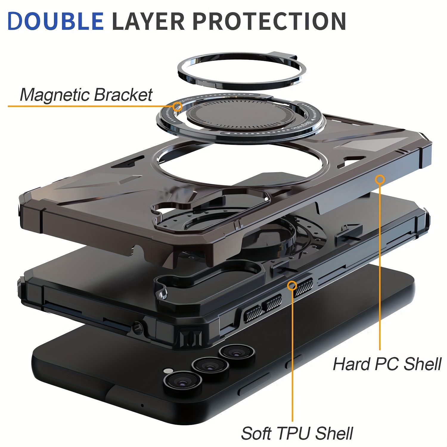 Compatible With Samsung GalaxyS24/S24+/S24 Plus/S24 Ultra 5G Hard Phone Case Shockproof Protection Magnetic Ring Kickstand Holder_voghion.com