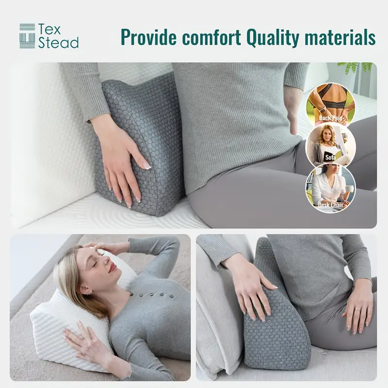 1pc lumbar support pillow for office chair car and recliner charcoal washable polyester season lower cushion pillow geometric pattern pillow zipper closure pillow back support pillow for sitting Product details 4