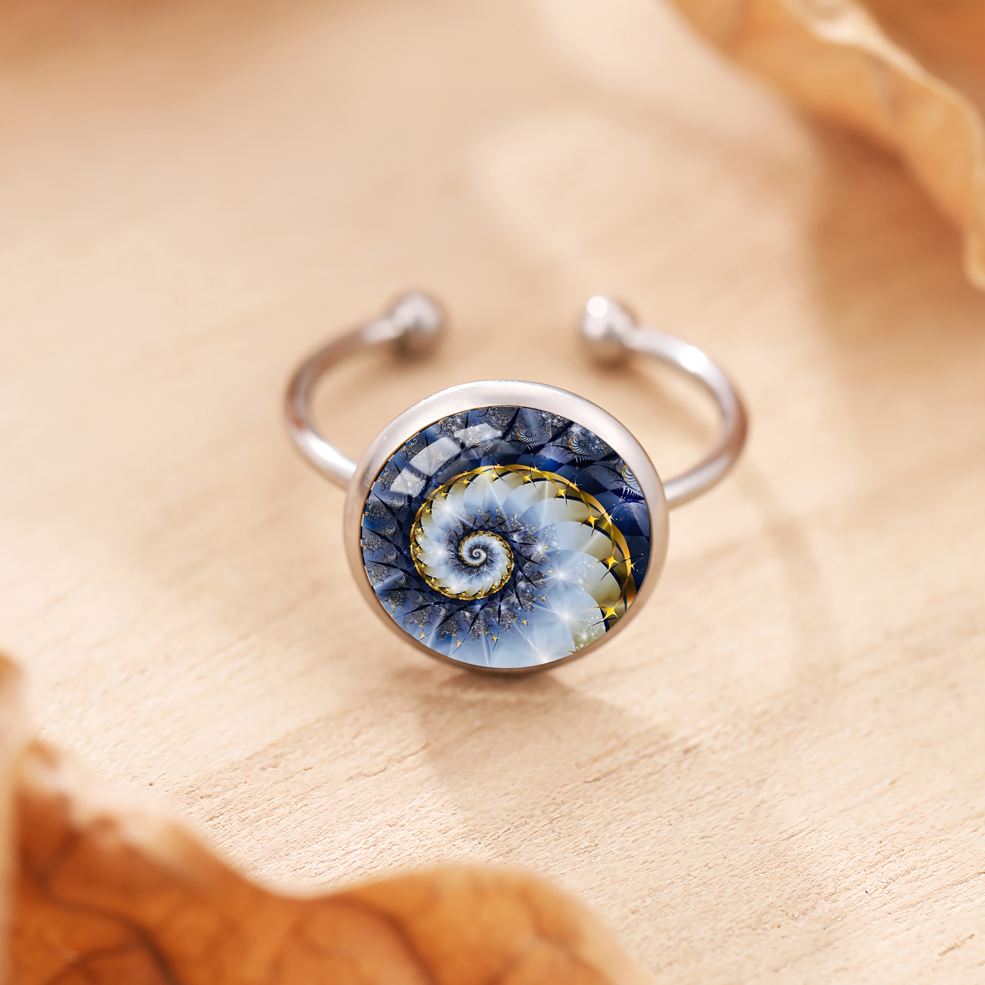 1pc Fashion Rotating Snail Shell Pattern Steel , Starry Sky Style, Style, Fashionable Elegant Style, Men's And Women', Festival And Party Wear Jewelry, Christmas Gift, Birthday Gift, Valentine's