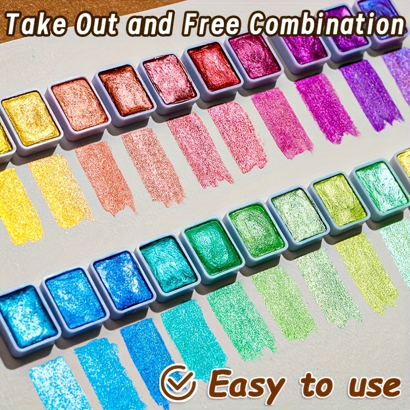 98-Color Solid Opaque Pigment Set for Art Students, Portable Watercolor Tool