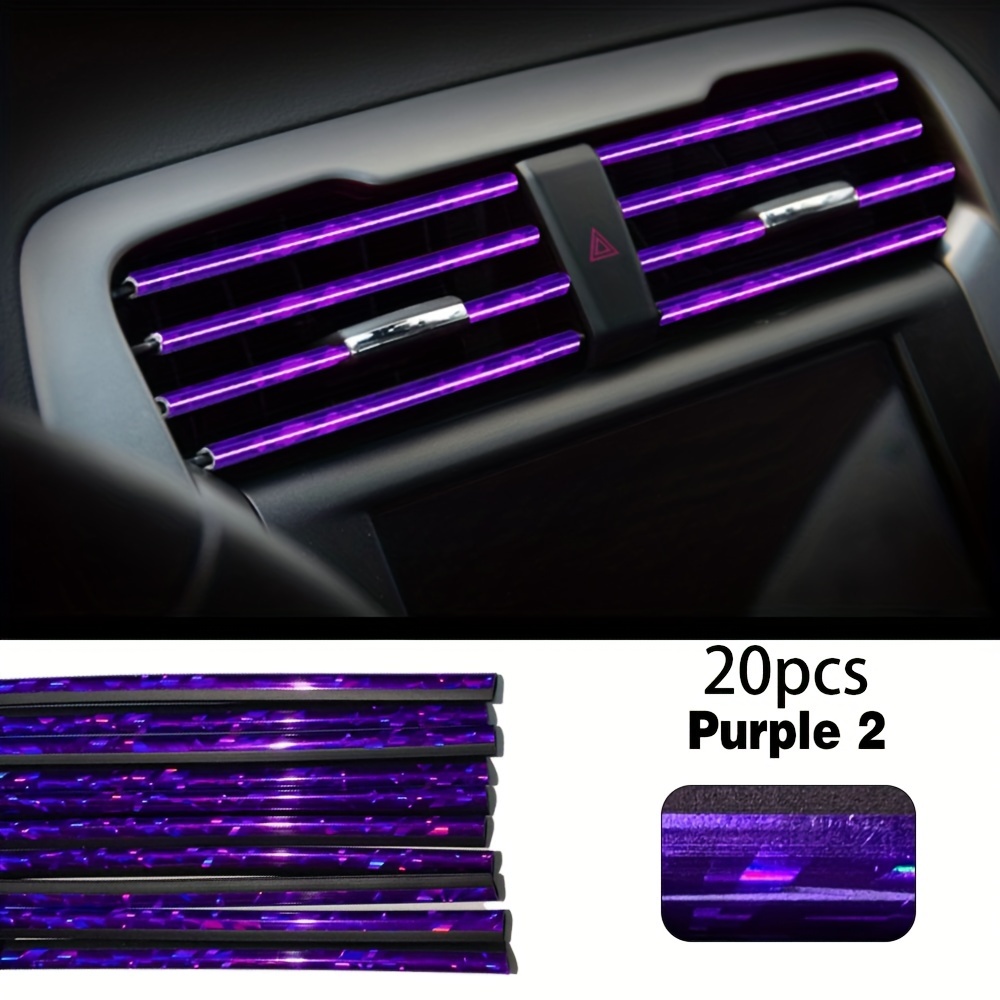 Image of 20pcs Automotive Interior Air Outlet Decorative Strip Car Air Conditioning Decorative Plating Clip U Type Durable For A Of Models Arbitrary Cut Length
