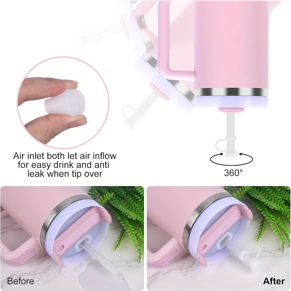 accesorios set de 9 piezas, cubierta   de silicona para   con flores 2 piezas y tapón antiderrame de silicona 3 piezas para vaso tumbler de 40oz con asa para   y 2   y 1 cepillo detalles 8