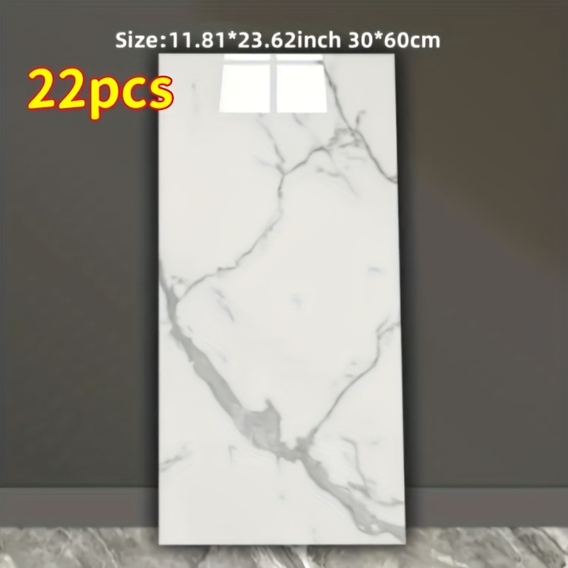 TEMU 100/ 50/ 22-pack Thickened Foam Marble Pattern Self-adhesive Wall Stickers, Waterproof And Moisture-resistant Vinyl Texturizing Wallpaper, Peel