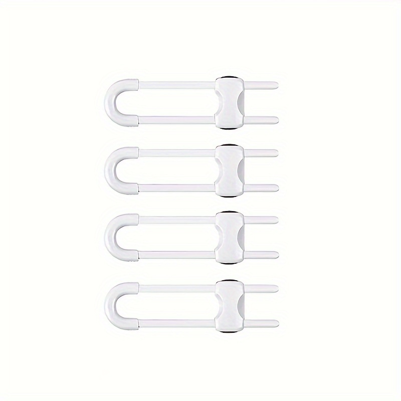 Image of 4pcs Adjustable U- Latch For Safe Sliding Cabinet Locks In Kitchens, Bathrooms, And More - Keep Children And Pets Areas For Children At Halloween Christmas Thanksgiving