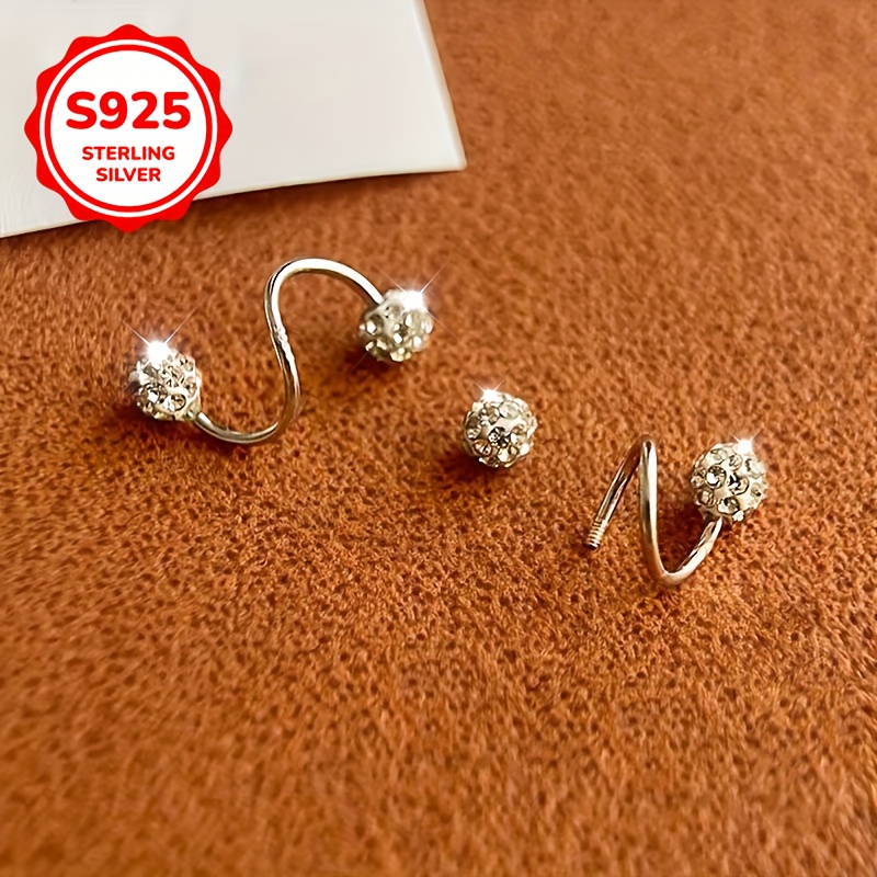 Women's 925 Sterling Silver Stud Earrings, Synthetic Zirconia