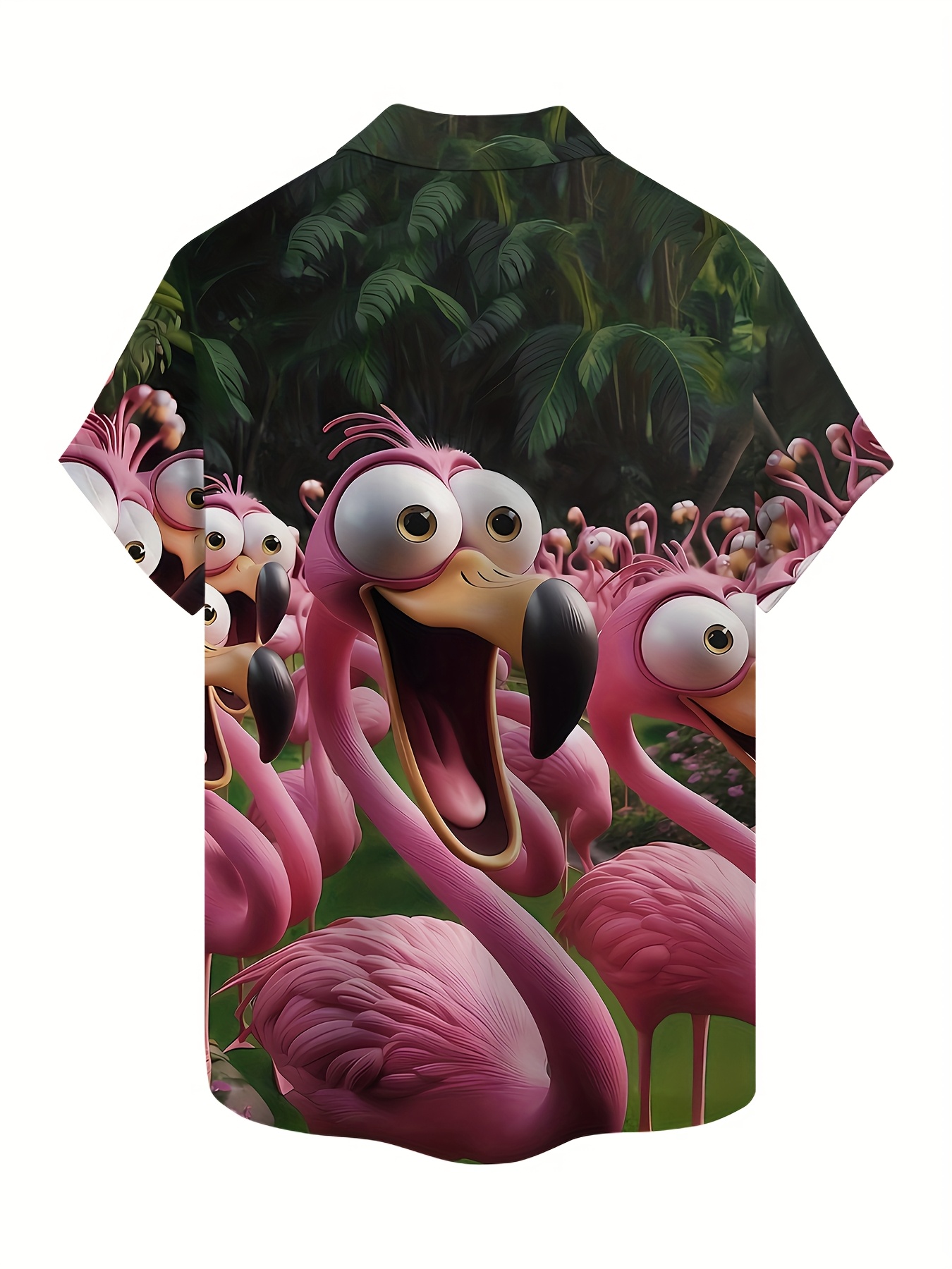 camisa manga corta estampado flamenco tropical hombre - Temu Spain, image size:800x1067