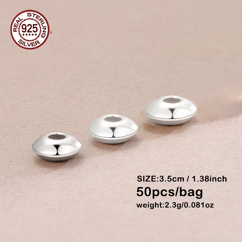 50pcs Luxury 925 Silver Ufo Pendants - 3.5mm Minimalist Spacer Beads, Perfect For Stackable Bracelets And Necklaces | Versatile Jewelry Making Supplies