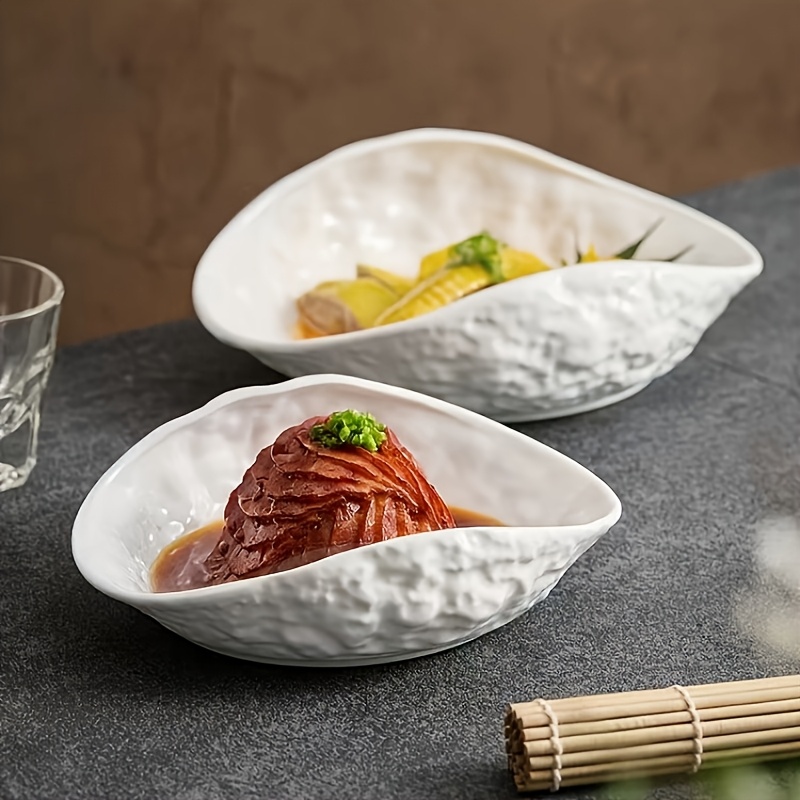 Luxury Unique Rock Texture Shell Bowl - 10-inch & 8.5-inch High-end Ceramic Tableware for Home, New Novelty Bowls for Hotels/Clubs, Creative Salad Bowls & Dessert Bowls.