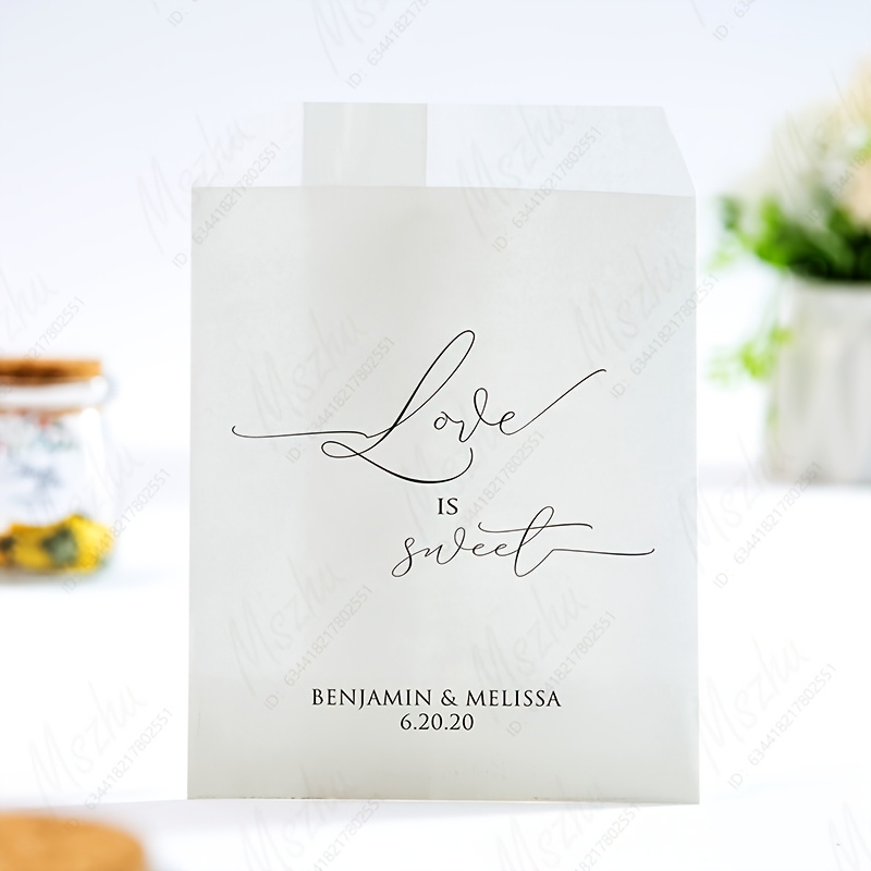 TEMU Sacchetti di carta personalizzati "L'amore 癡 ", sacchetti per bomboniere, sacchetti di imballaggio /, set da 25 pezzi