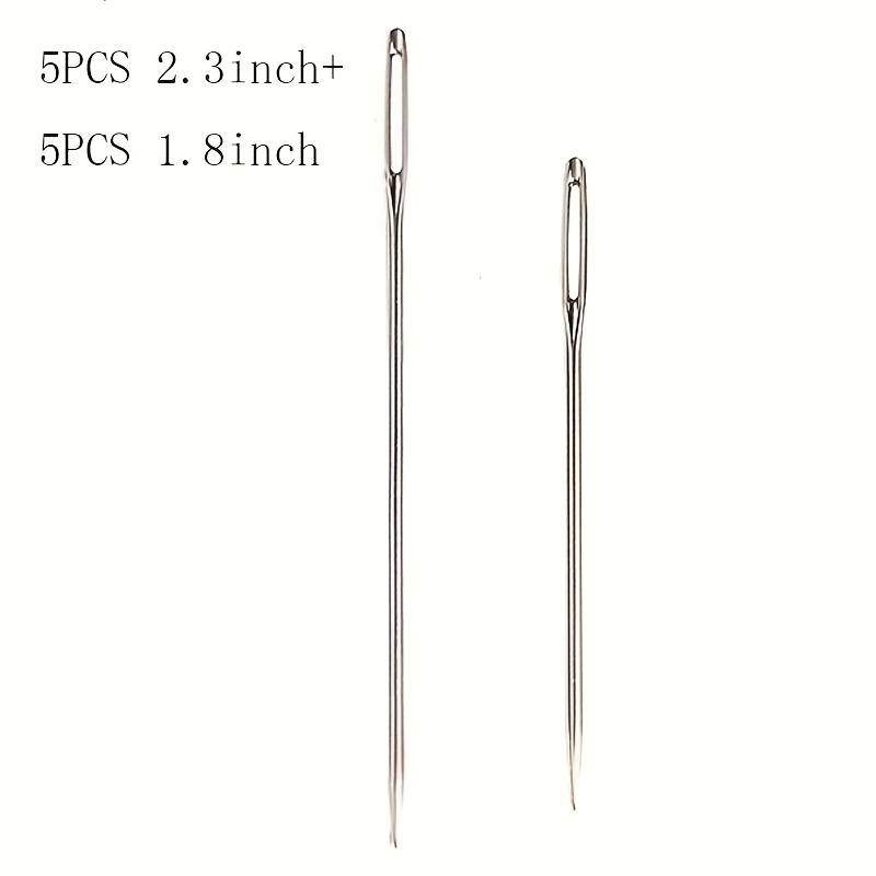10pcs Large Eye Hand Sewing Needles Set - Silvery, Ideal For Cross Stitch, Faux Leather And Ribbon Embroidery, Thick Wool Threads