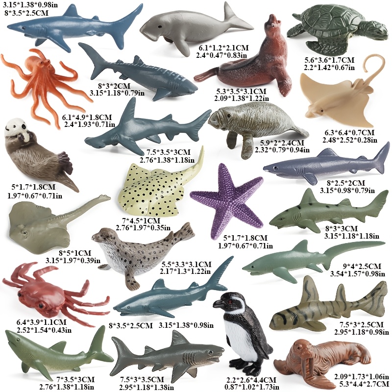 24pcs Mini Ocean Animal Model Set for Bath Play