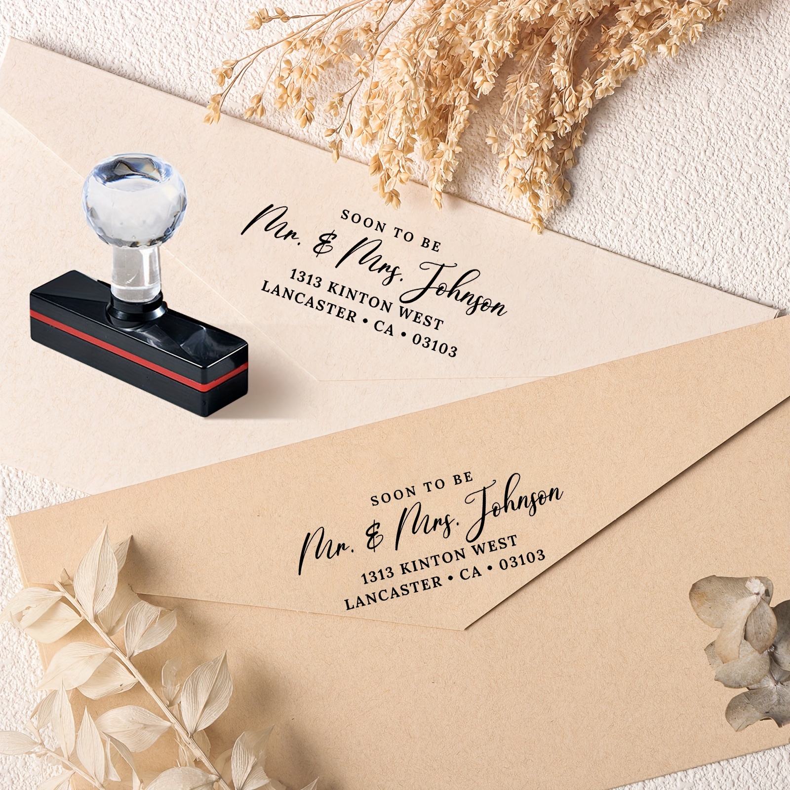 

Personalized Wedding Invitation Envelope Stamp - Custom Address Seal With Name - 1pc Plastic Material For Diy Crafts And Gift Packaging