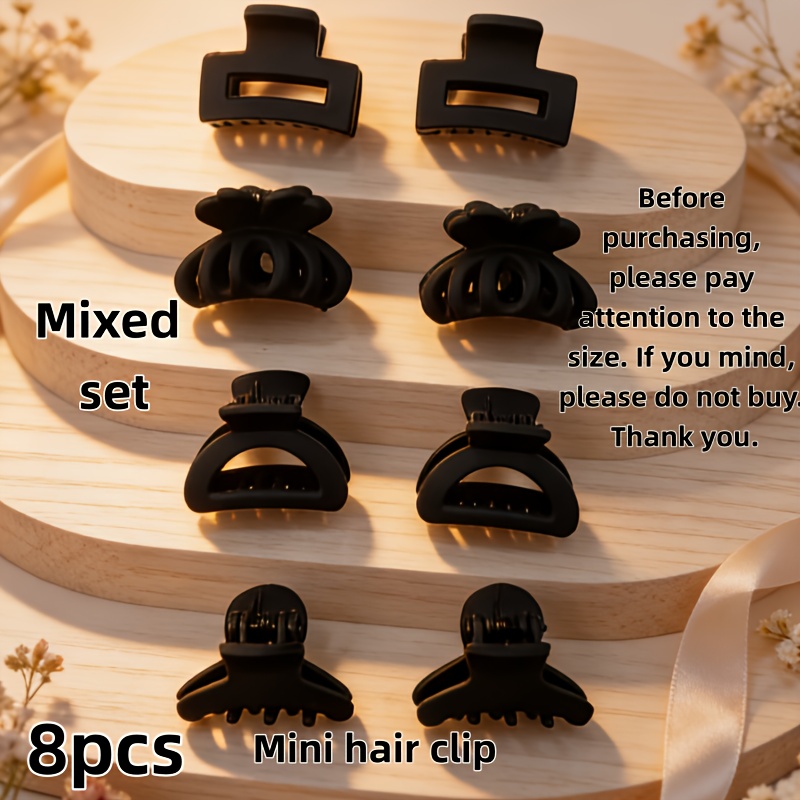TEMU 4pcs/8pcs/16pcs/24pcs Pack de Pinzas Mini para el Cabello en Mate, Adecuadas para Mujeres, Horquillas Retro Minimalistas Antideslizantes con