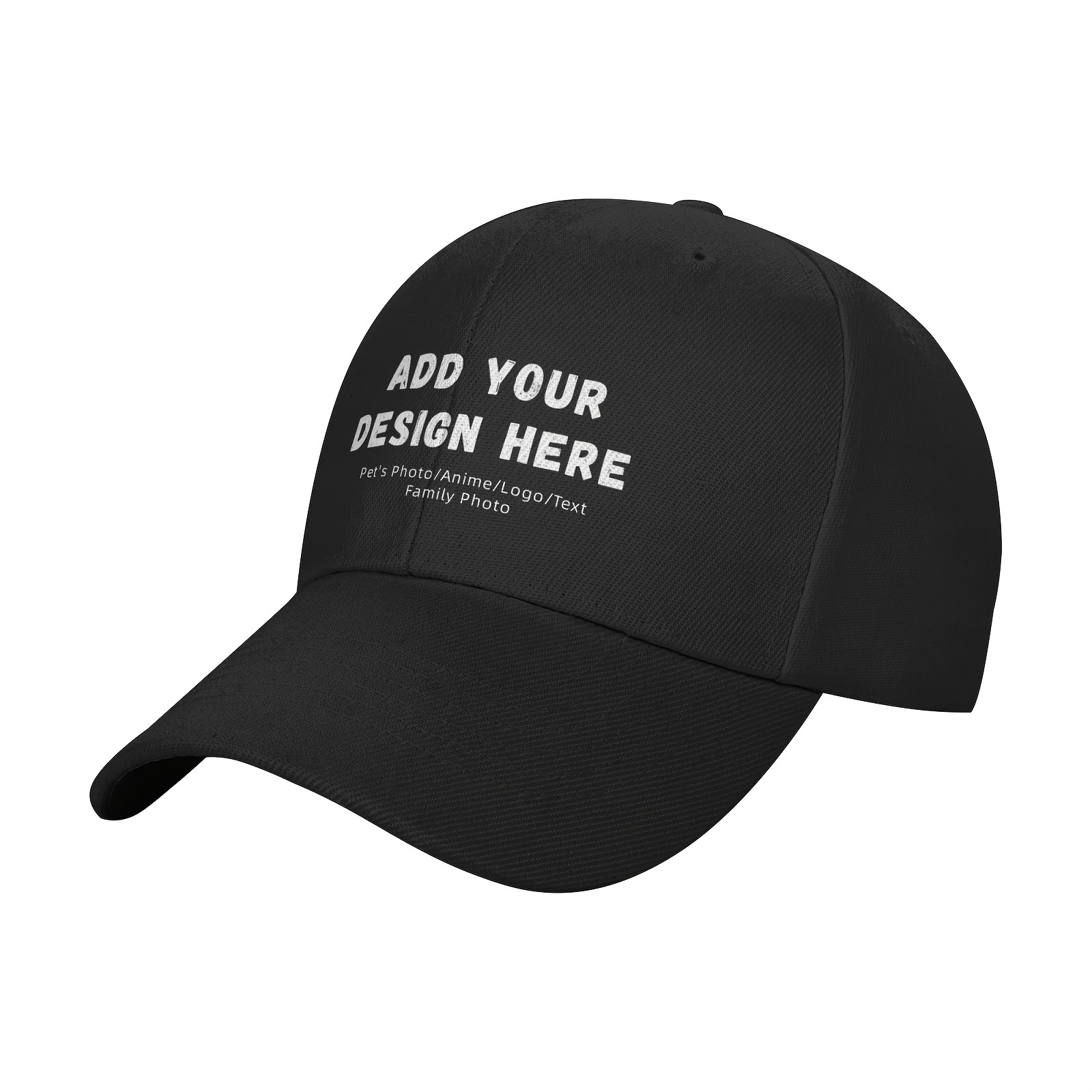 

Customizable Adjustable Baseball Cap - Personalized Text Option, Denim Style, Black With Area, Hand Wash Or , Fits All