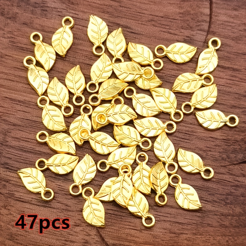 TEMU 47-tlg. kleine Blatt-Anhänger, Damen-Modellanhänger, Schmuckzubehör im Bohemian-Stil, handgefertigtes DIY-Schmuckzubehör für Armbänder,