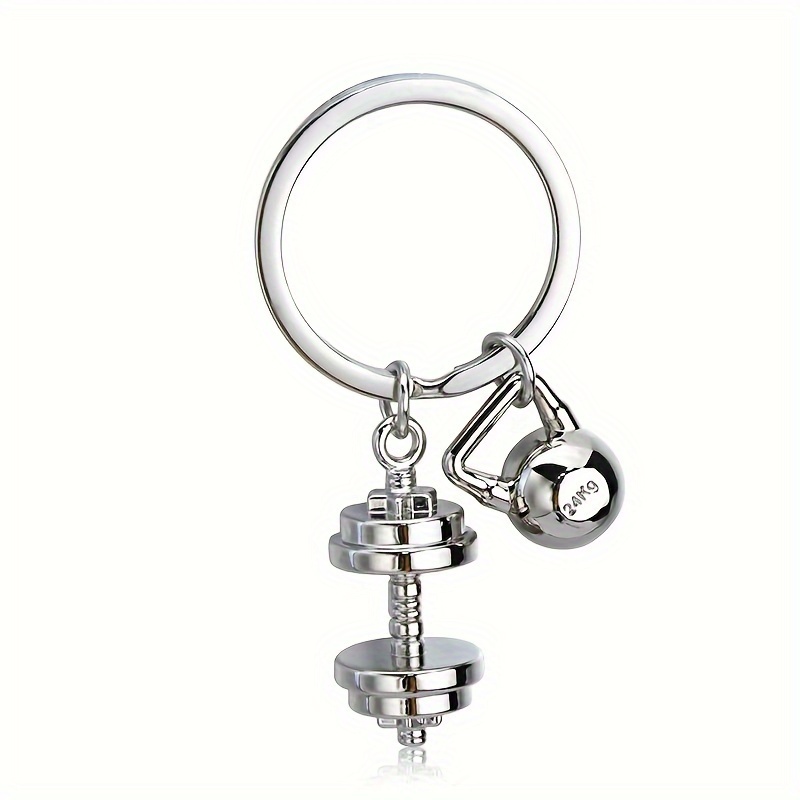 European And Trend Alloy Material Dumbbell Key Chain Street Men And Women Can Use Hip Hop Style Clothing Bag Additions Alloy Dumbbell Key Pendant Birthday Gifts For During The Holidays