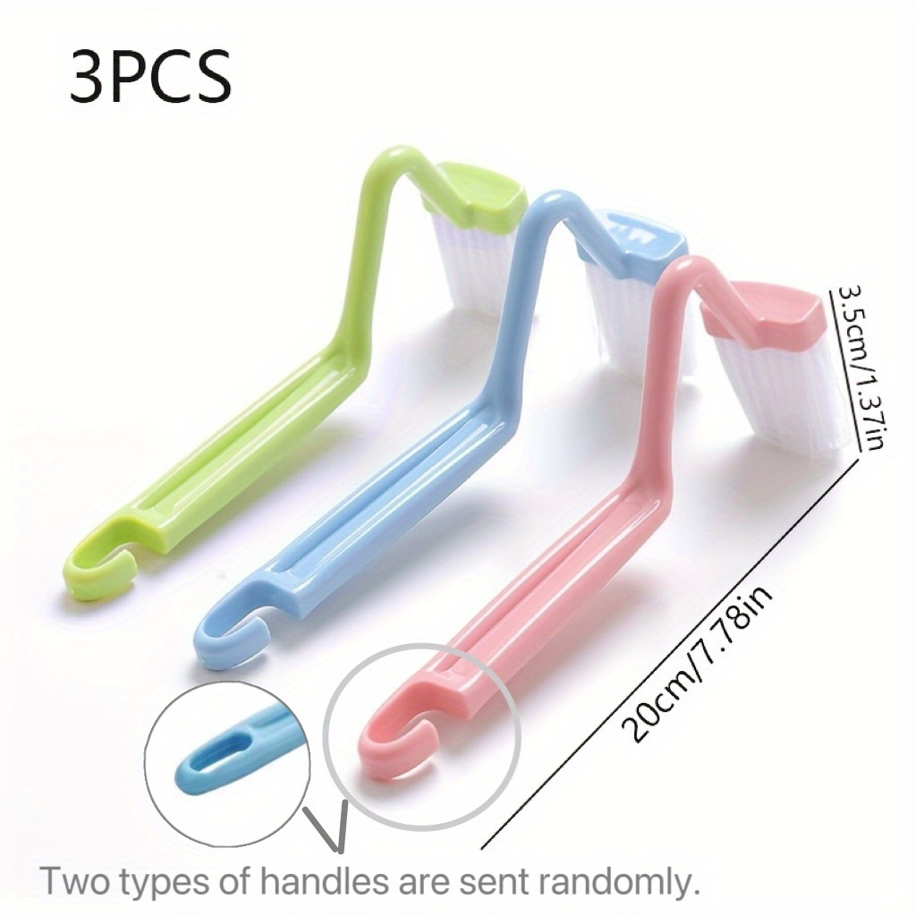 TEMU 3pcs Extended Handle Toilet Brush With Random Wall-mounted Long Handle - V-shaped Elbow For Narrow Spaces, Bathroom, Commercial, And Hospital