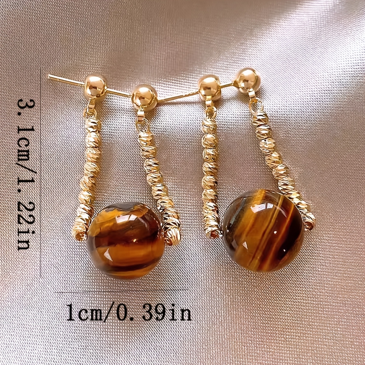 Women's Vintage Minimalist Tiger's Eye Stone Earrings