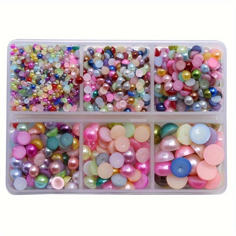 3000 Multi-sized Semi-artificial Pearl Beads For Crafting Flat-back Nail Art Jewelry