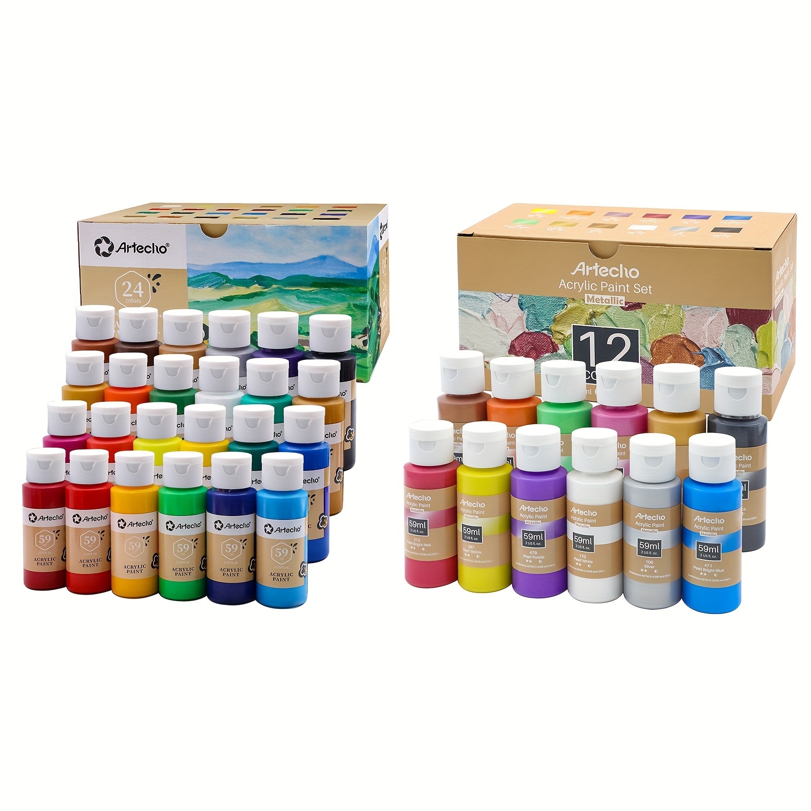 

Acrylic Paint Set 2oz 24 & 12 Metallic Colors