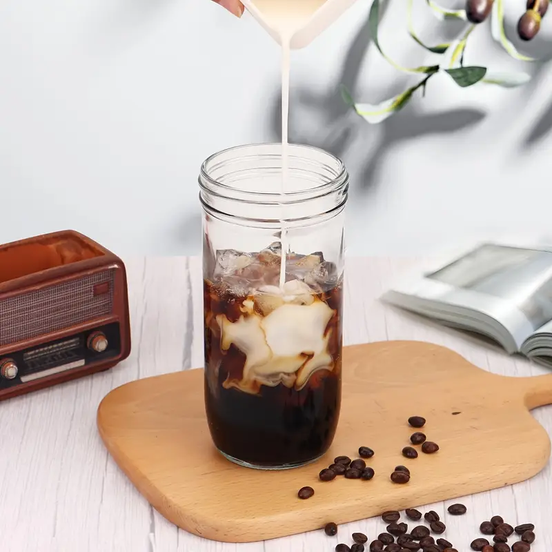 4pcs mason glass cups hawaiian style coffee cups gifts for his family thickened glass suitable for bubble tea matcha beverages fruit juices ice drinks and dinner tableware Product details 2