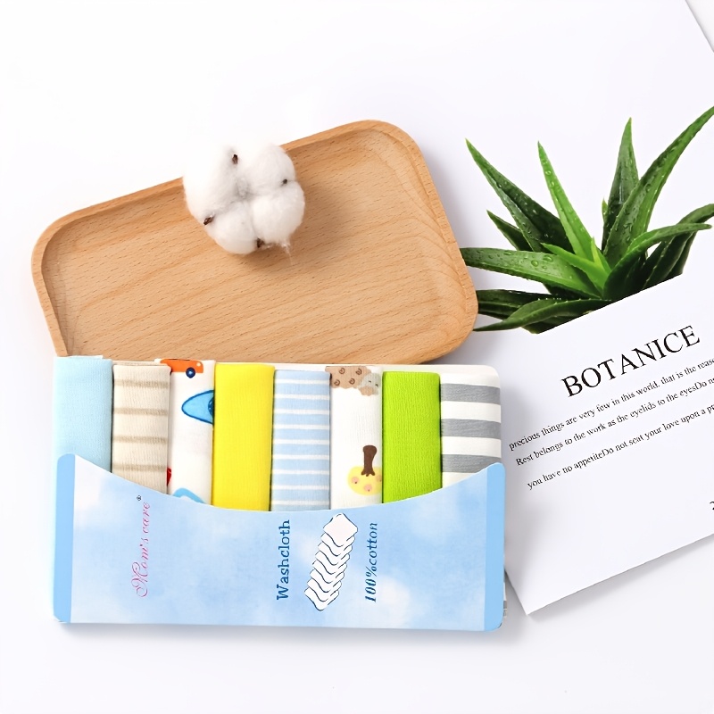 Image of 8pcs Baby Washcloths, Soft Baby Face Towels, Infant Bath Towel, Baby Feeding Saliva Towel Burp Cloth Bib, Handkerchief, Baby Shower Gift-random Pattern
