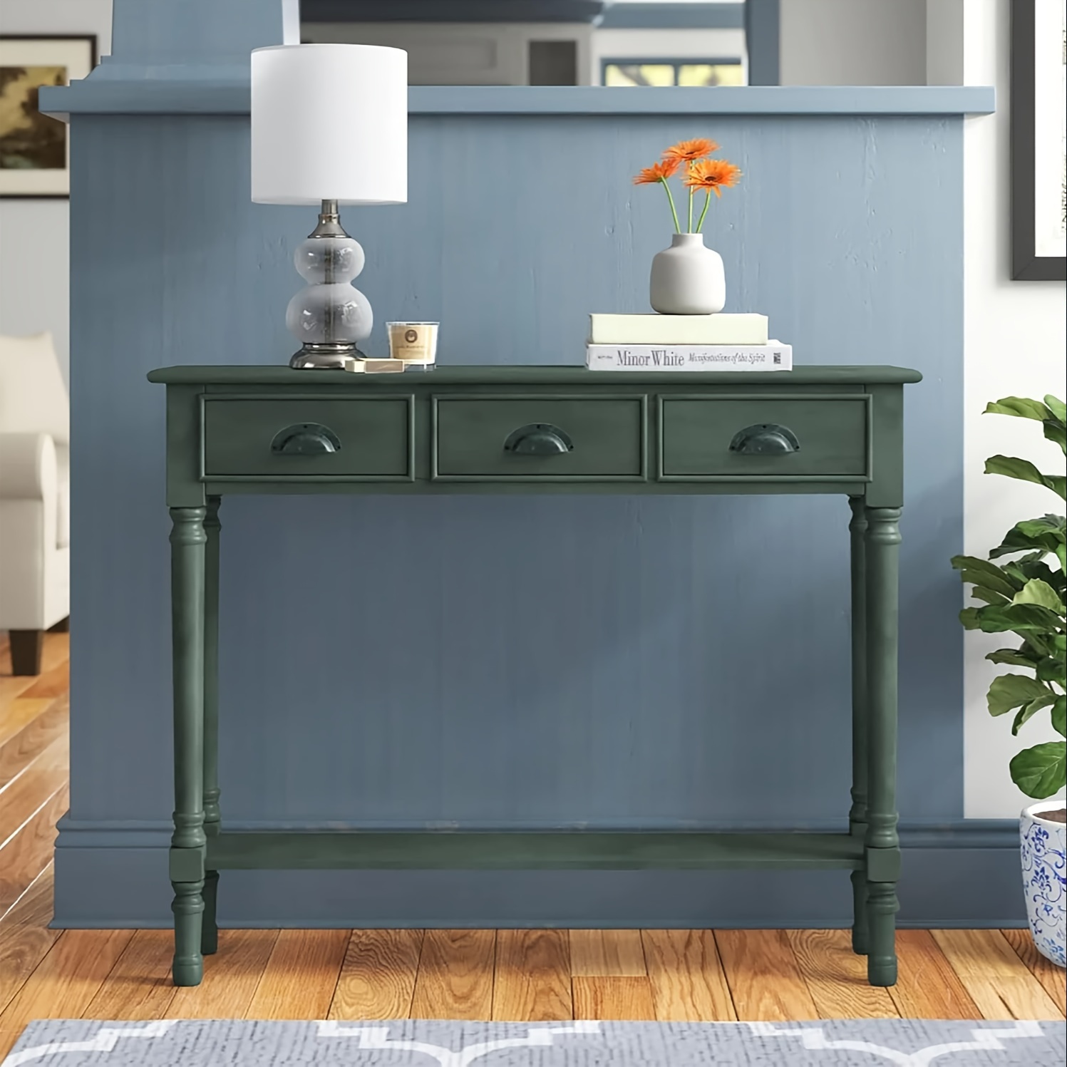 

Console Table With 3 Drawers, 32-inch Tall, 39 1/2-inch Wide, 9-inch Deep