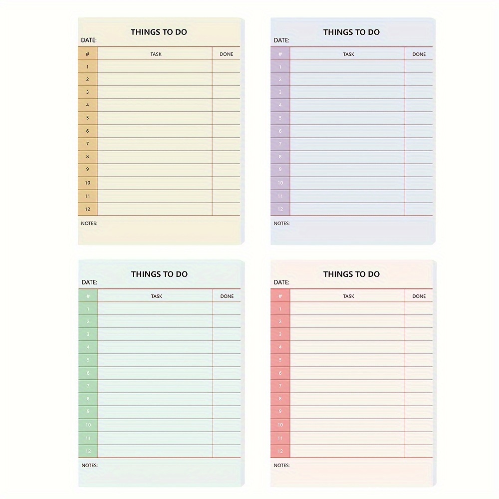 

1pc 50-sheet To-do List Notepad In 4 Styles - Compact Daily Planner & Task Organizer, 5.5x3.9", Tear-off Pages, Color- For Planning, Ideal For Office & School Use, Small Notepad