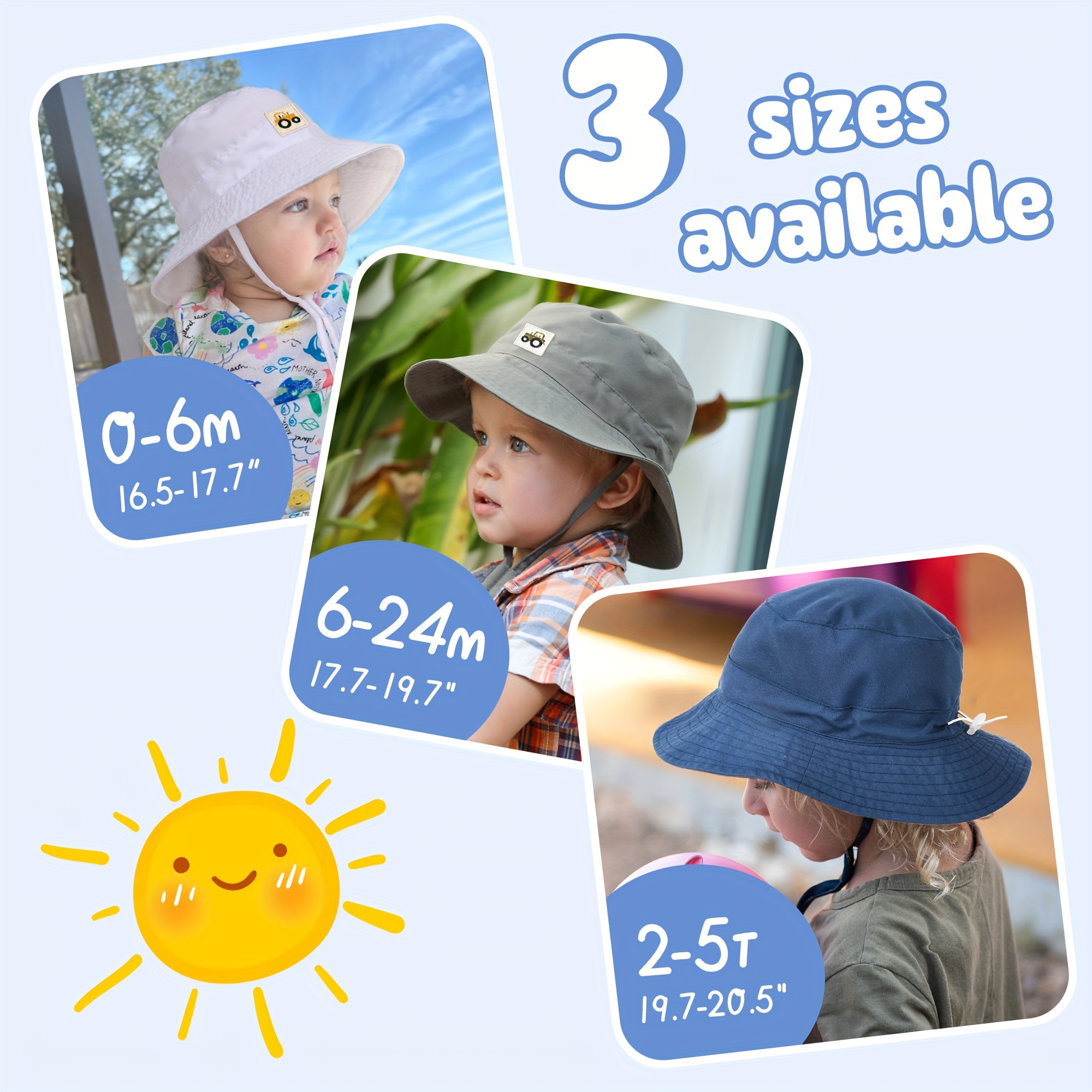 Jan & Jul Newborn Sun-hat with Strap, Adjustable for Growth with Strap (S: 0-6 Months, Grey), Boy's, Gray