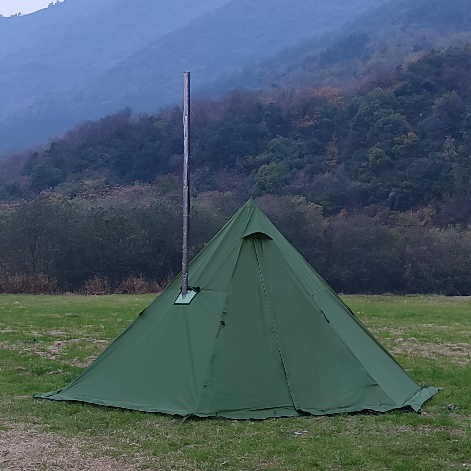 Image of A Hot Tent Featuring A Stove Jack And Snow Skirt, 6.89 Feet Of Standing Space Suitable For 3 To 4 Individuals, Ideal For , Hiking, Fishing, Hunting, And Backpacking