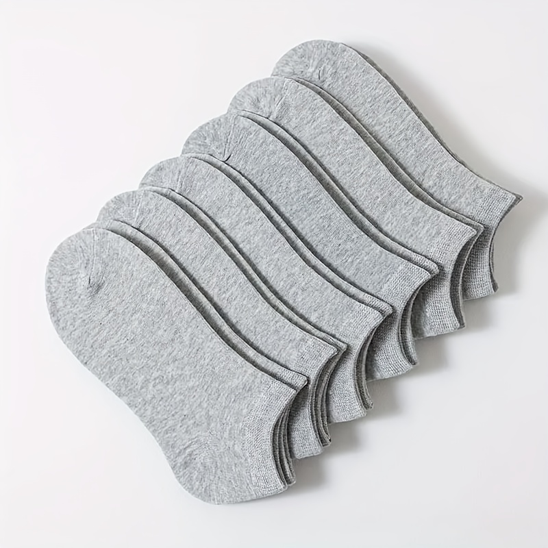Image of 6 Pairs Of Unisex Breathable Invisible Boat Socks - Moisture-wicking Fiber, In Solid Colors (black, White, Gray), Comfortable For Everyday Wear, Cute Socks