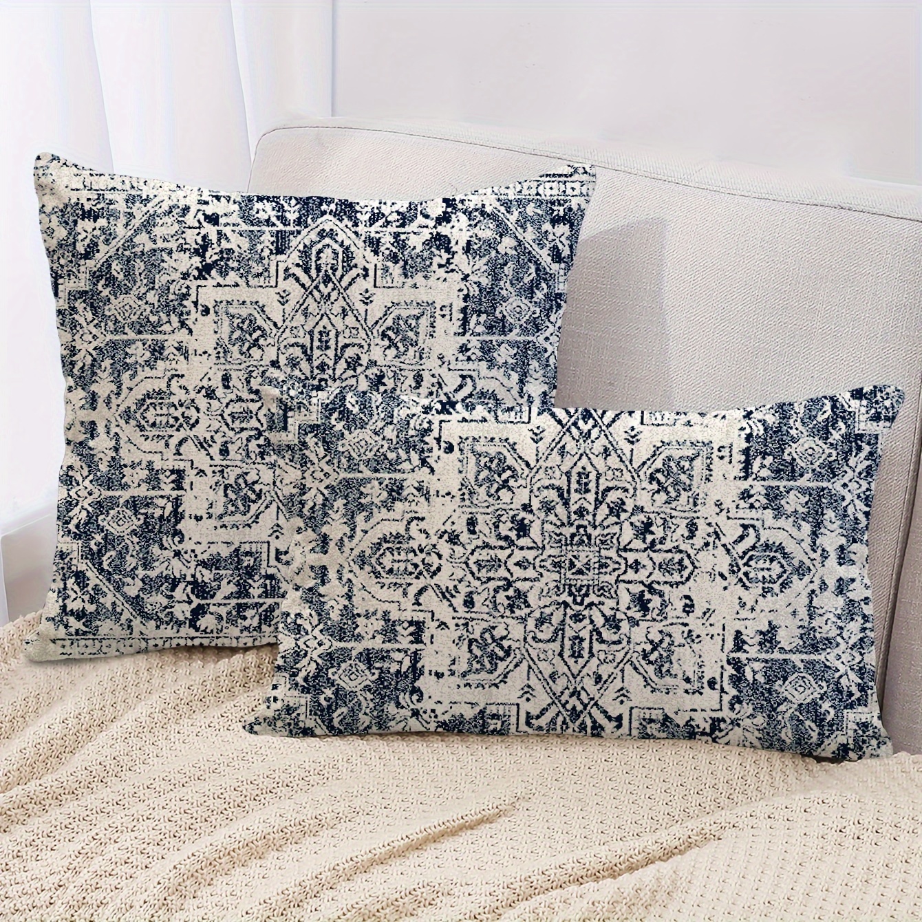 

1pc, Bohemian Ethnic Style Carpet Pattern Throw Pillow Cover, Vintage Boho Decor Cushion Cases For Couch Sofa Outdoor Indoor Home House, Without Pillow Insert