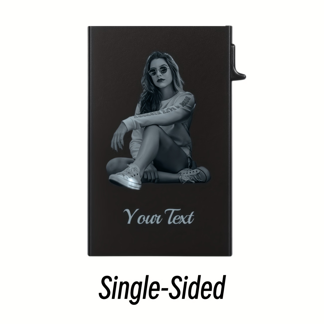 TEMU 1pc Metal Pop-up Men's Card Holder - Personalized Photo And Text Men's Wallet, Unisex 6-card Slot Card Holder - For Dad, Husband, Boyfriend, ,