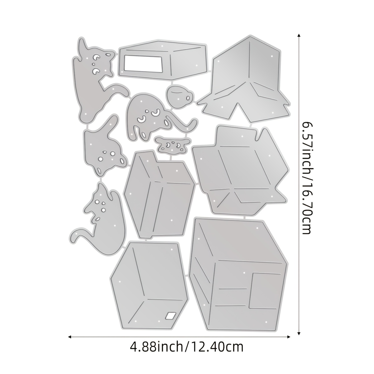 TEMU 1pc Cat And Box Metal Cutting Die, Die Cut Template, For Handmade Greeting Cards, Making, Album Making, And Pet Theme Party